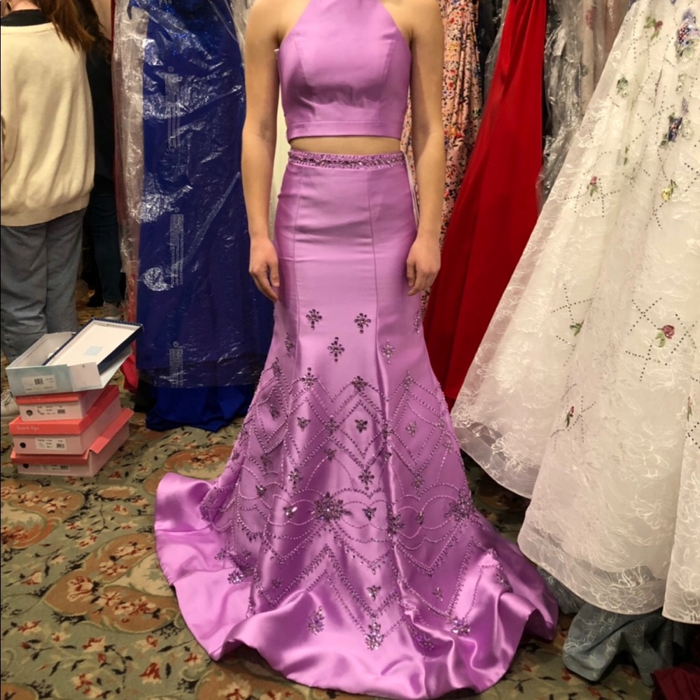 Lavender Two Piece Prom Gown